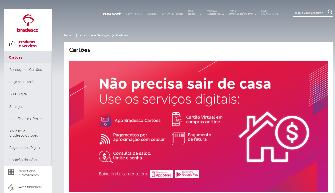 Cartões: Bradesco solicite o seu!