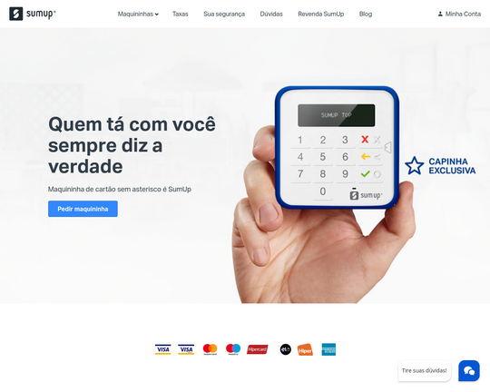 Maquininha de cartão sem asterisco é SumUp Logo