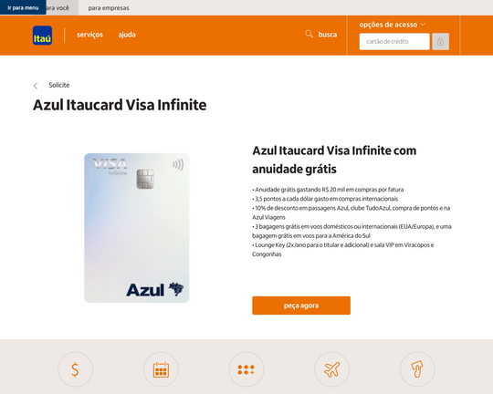 Cartão de crédito Azul Itaucard Visa Infinite Logo