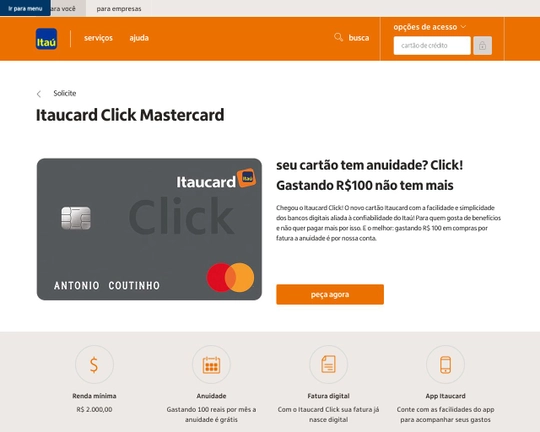 Cartão de Crédito Itaucard Click Mastercard