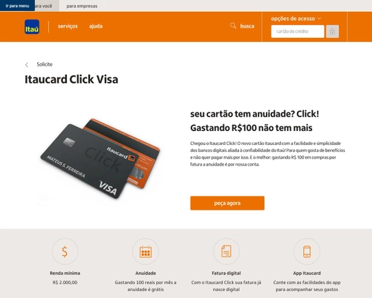 Cartão de Crédito Itaucard Click Platinum Visa