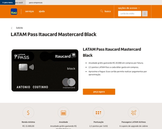 Cartão de Crédito LATAM Black Master