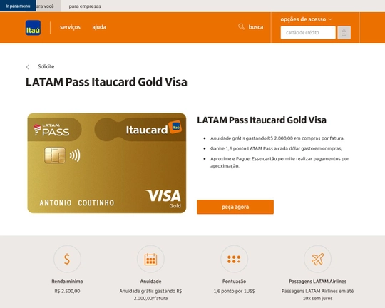 Cartão de Crédito LATAM Gold Visa