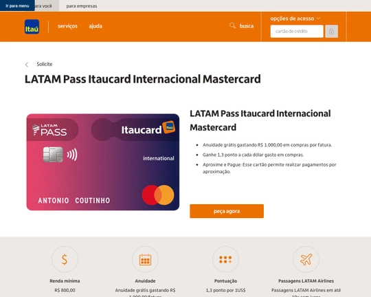 Cartão de Crédito LATAM Internacional Mastercard