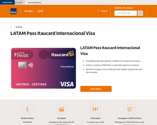 Cartão de Crédito LATAM Internacional Visa