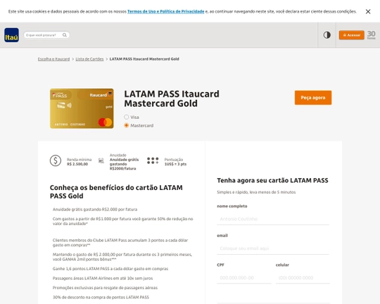 LATAM PASS Itaucard Visa Gold Logo