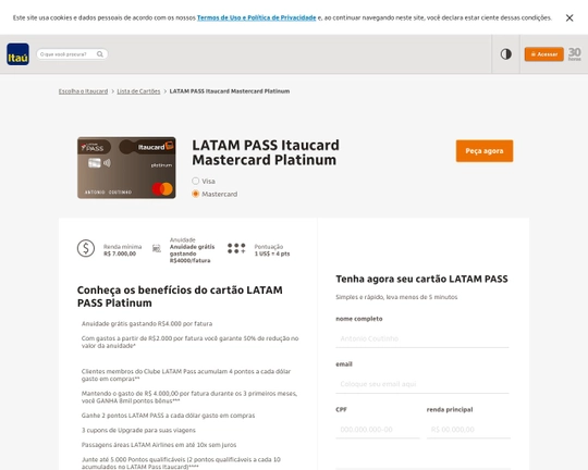 LATAM PASS Itaucard Mastercard Platinum
